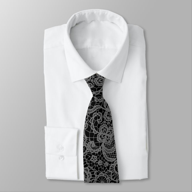 Corbata Lugar gris sobre negro (Atado)