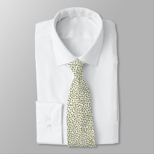 Corbata Lugares al azar - Khaki en blanco (Atado)