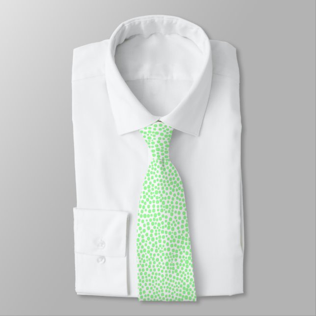Corbata Lugares al azar - Verde en blanco (Atado)