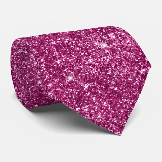 Corbata Lujo Brillante Glitter Magenta Oscuro (Enrollado)