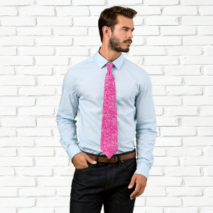 Corbata Lujo Brillante Rosa Caliente Purpurina