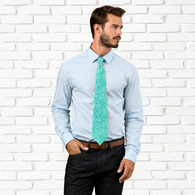 Corbata Lujo Brillante Turquesa Brillo (Faux Bright Teal Glitter Neck Tie)