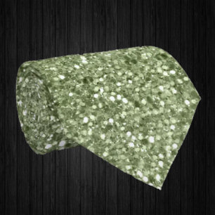 Corbata Lujo Brillo Verde Oliva Falso Brillante Elegante