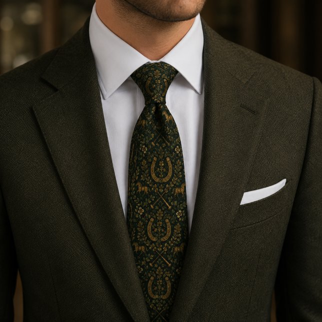 Corbata Lujo Caballo Ecuestre Herradura Oro Verde (Subido por el creador)