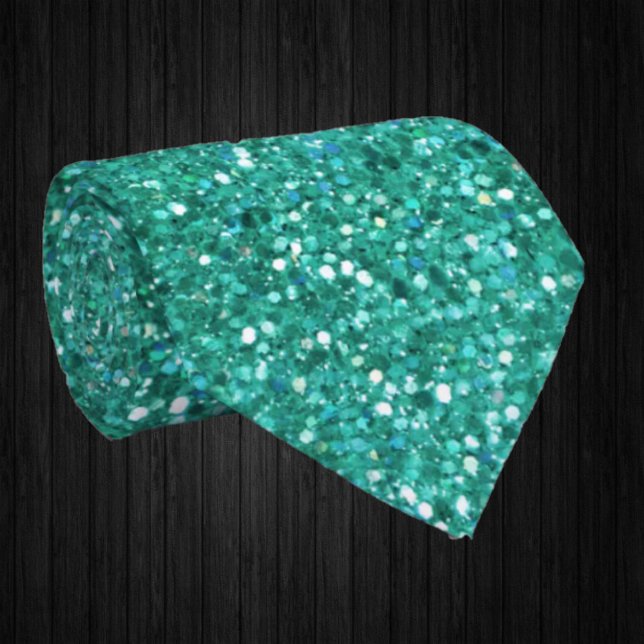 Corbata Lujo Falso Brillante Azul Turquesa Destellos  (Subido por el creador)