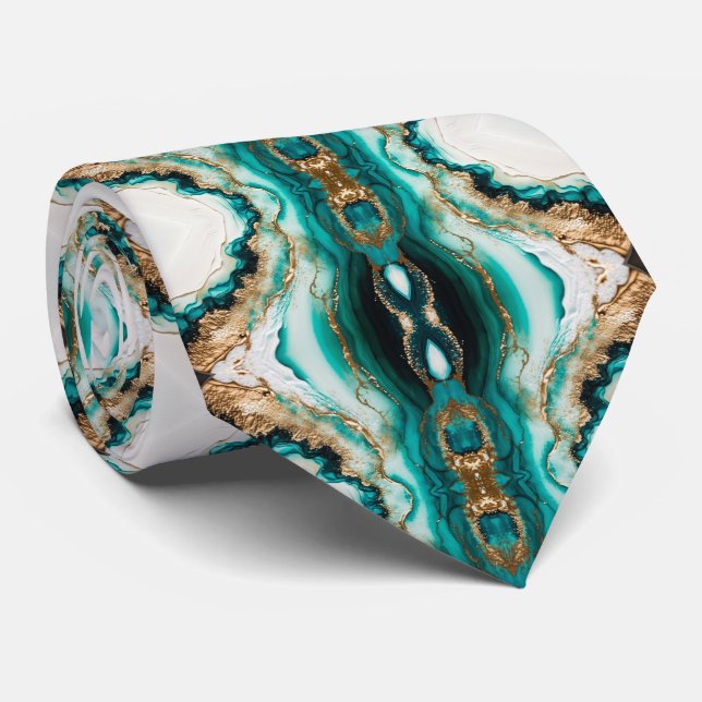 Corbata Lujo inspirado en el Geode Esmeralda (Enrollado)