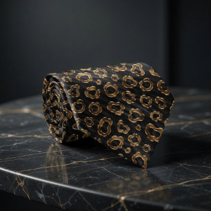 Corbata Lujo Manchas de Leopardo de Oro
