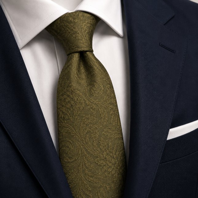 Corbata Lujo Oliva Verde Salvia Barroco Damask Jacquard (Subido por el creador)