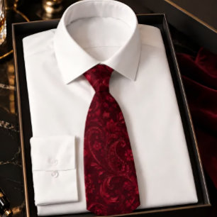 Corbata Lujo Patrón Burdeos Damask Sin Costuras – Elegante