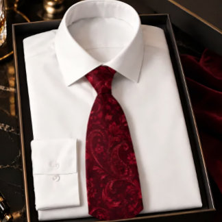 Corbata Lujo Patrón Burdeos Damask Sin Costuras – Elegante