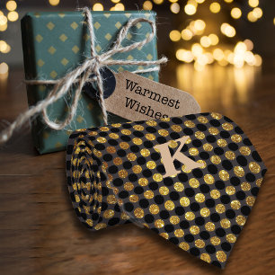 Corbata Lujo Purpurina Polka Dots Personaliza Nombre Negro