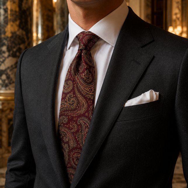 Corbata Lujo Real de Borgoña Paisley (Subido por el creador)