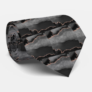 Corbata Lujo Rosa de Oro Negro Falso Brillo Falsa Seda
