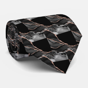 Corbata Lujo Rosa de Oro Negro Falso Brillo Falsa Seda