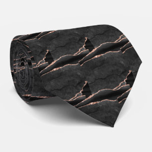 Corbata Lujo Rosa de Oro Negro Falso Brillo Falsa Seda