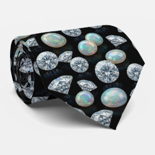 Corbata Lujo Seda Falsa Caballero Ópalo Diamante