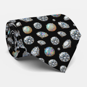 Corbata Lujo Seda Falsa Caballero Ópalo Diamante