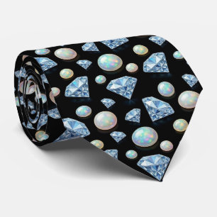 Corbata Lujo Seda Falsa Caballero Ópalo Diamante