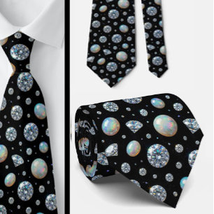 Corbata Lujo Seda Falsa Caballero Ópalo Diamante