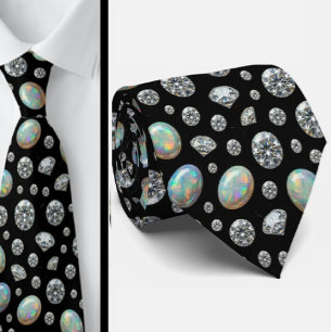 Corbata Lujo Seda Falsa Caballero Ópalo Diamante