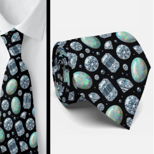 Corbata Lujo Seda Falsa Caballero Ópalo Diamante