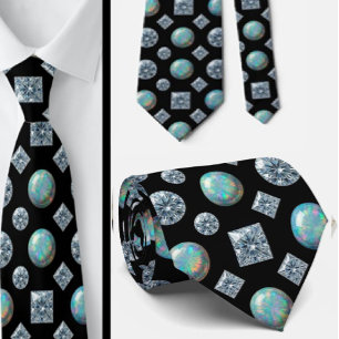 Corbata Lujo Seda Falsa Caballero Ópalo Diamante