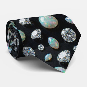 Corbata Lujo Seda Falsa Caballero Ópalo Diamante