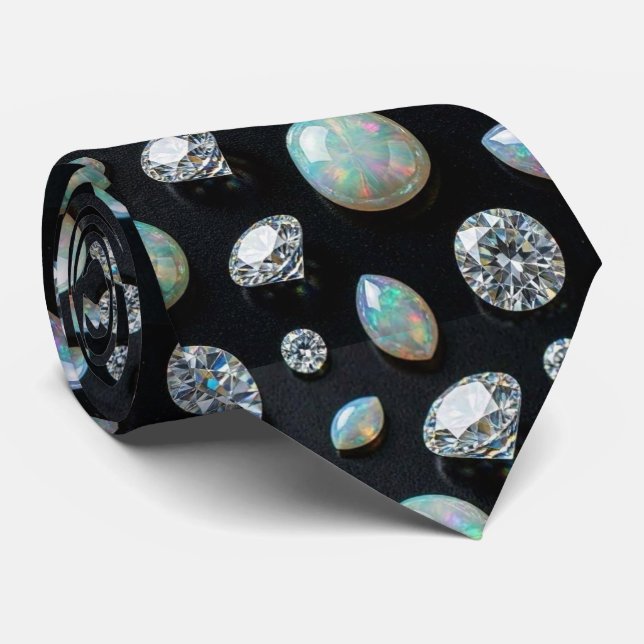 Corbata Lujo Seda Falsa | Caballero Ópalo Diamante (Enrollado)