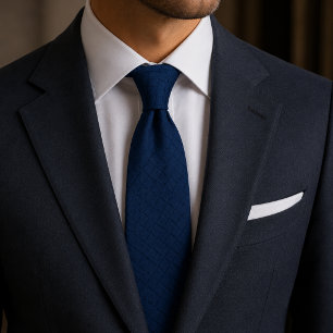 Corbata Lujo Silencioso Azul Marino Tejido en Cesta Textur