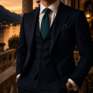Corbata Lujo Silencioso Teal Verde Basketweave Texturizado
