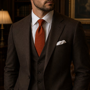 Corbata Lujo Textura Naranja Quemada