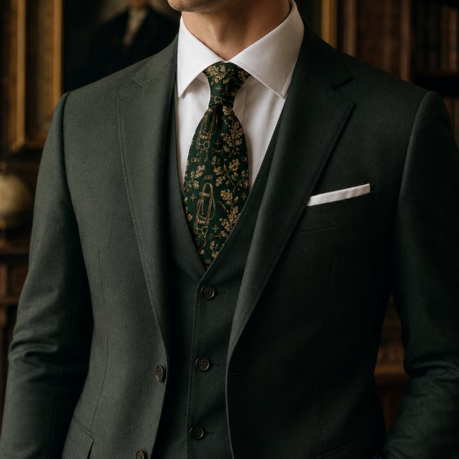 Corbata Lujo Verde Bosque Ecuestre Dinero Antiguo (Subido por el creador)