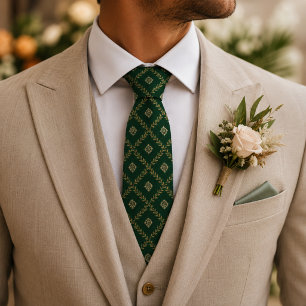 Corbata Lujo Verde Esmeralda Jacquard