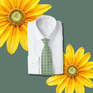 Corbata Lujo Verde Salvia Geométrico Tribal Sin Costuras