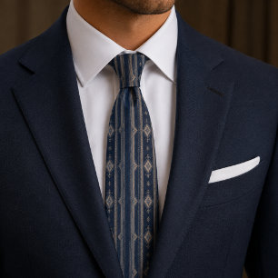 Corbata Lujo Vintage Ornamental Elegante Azul Marino