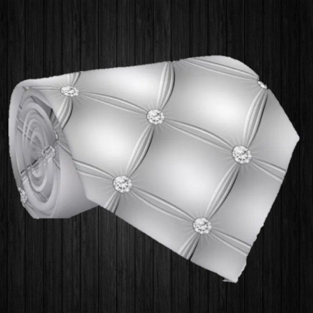 Corbata Lujosa fantasía de diamante falso plateado  (Subido por el creador)