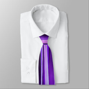 Corbata Lujoso Estampado de Rayas Lilas, Purpura y Plata