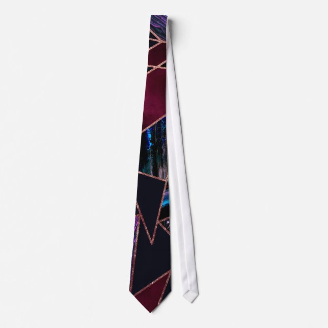 Corbata Lujoso Rosa Oro Liquid Paint Marble Geométrico (Anverso)