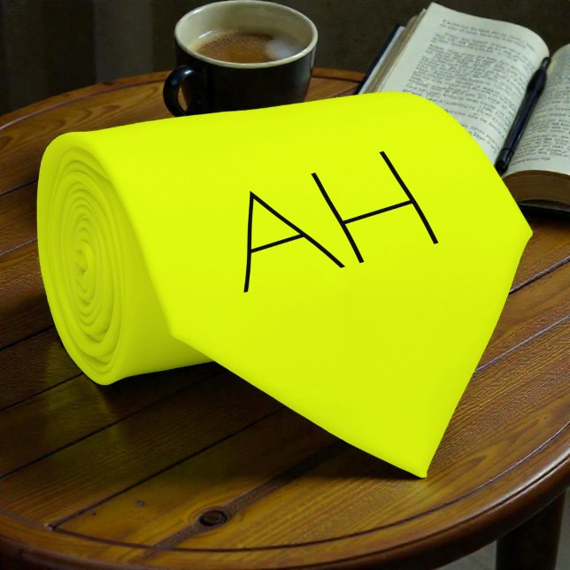 Corbata Luminoso fluorescente monograma retro amarillo neó (Subido por el creador)