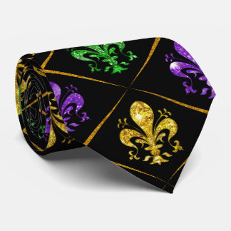 Corbata Luna de Lis Diamante Glitter Carnaval de Mardi Gra