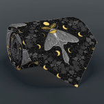Corbata Luna, fases lunares y patrón de damasco de hiedra<br><div class="desc">Diseño de patrones pintados a mano con luna moth,  hiedra y sauce hojas de damasco patrón fondo</div>