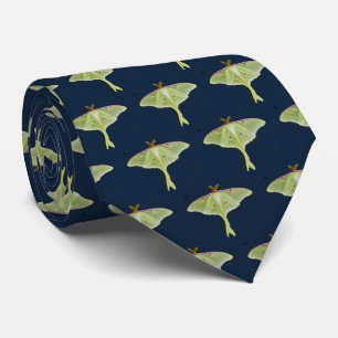 Corbata Luna Moth with Navy Background - necktie