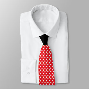 Corbata Lunar blanco rojo con contraste del nudo negro