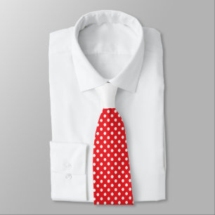 Corbata Lunar blanco rojo con el contraste blanco del nudo