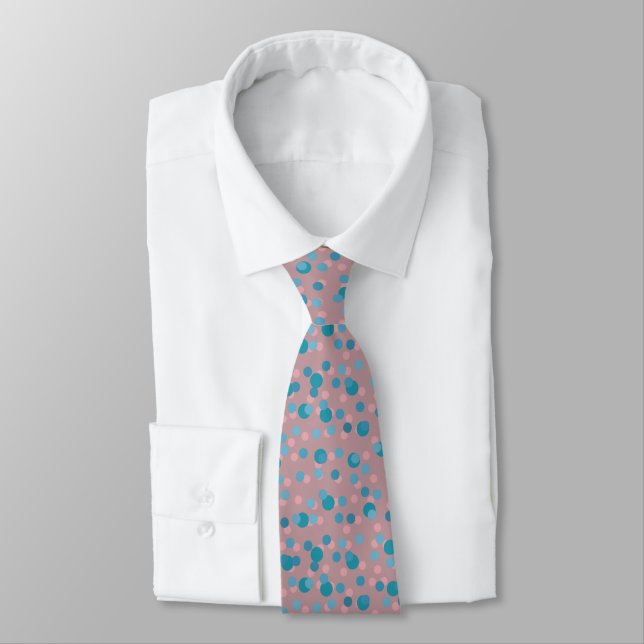 Corbata lunares azules, turquesa, malva y rosa (Atado)