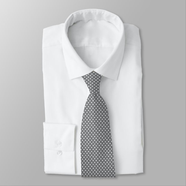 Corbata Lunares Blancos Sobre Gris (Atado)