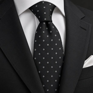 Corbata Lunares Clásicos de Plata sobre Carbón 