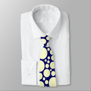 Corbata Lunares - Crema sobre azul oscuro