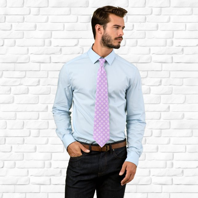 Corbata Lunares de Lavanda Pálido (Pale Lavender Polka Dot Neck Tie)