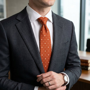 Corbata Lunares de Naranja Quemada